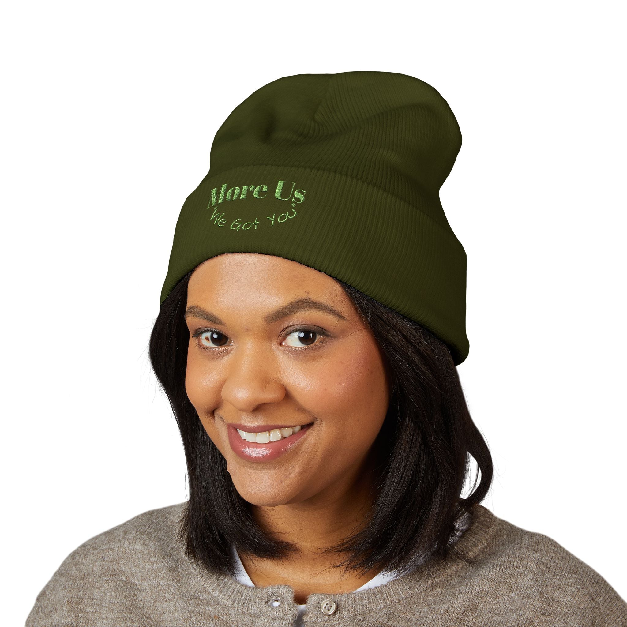 Embroidered Classic Cuffed Beanie - "More Us, We Got You"