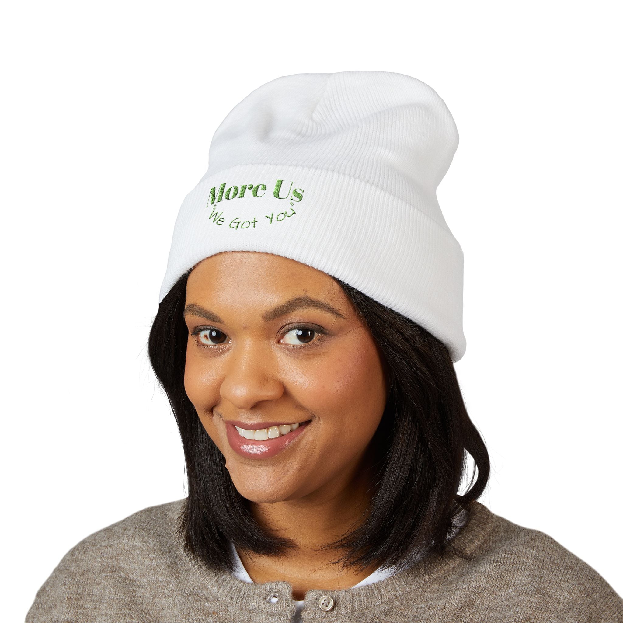 Embroidered Classic Cuffed Beanie - "More Us, We Got You"
